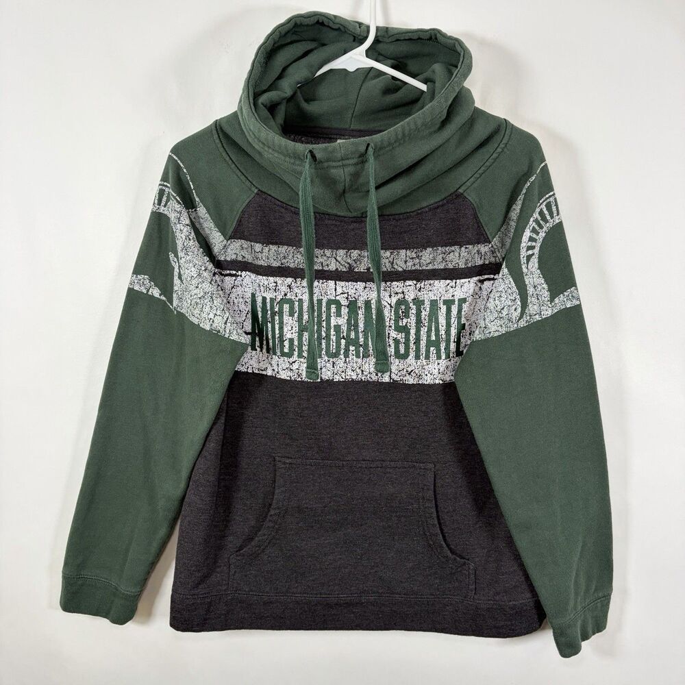 Michigan State Spartans Rivalry Threads Funnel Neck Hoodie Womens Medium Green